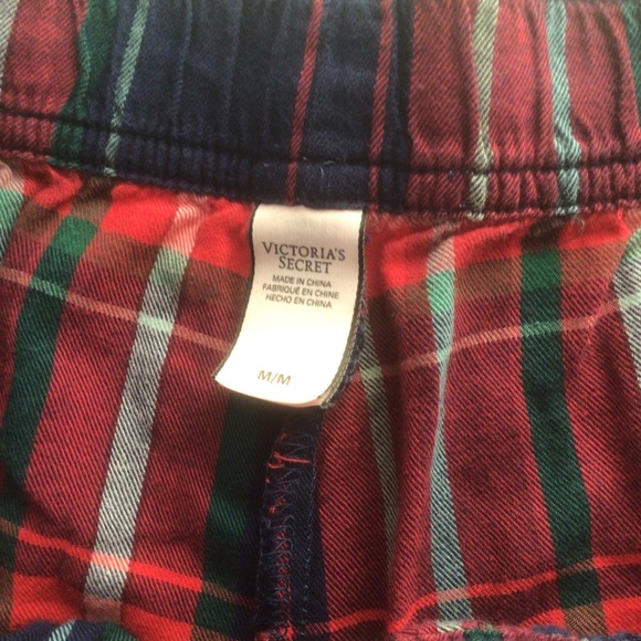 VICTORIAS SECRET RED AND GREEN PLAID FLANNEL PAJAMA SLEEP PANTS MEDIUM - Picture 4 of 10